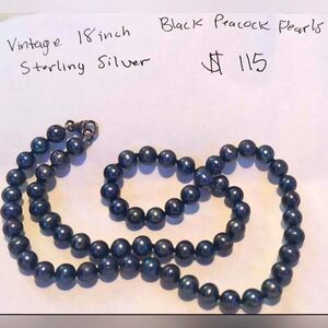 18 inch Black Peacock pearl natural saltwater